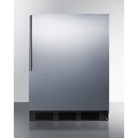 ADA compliant all-refrigerator for built-in general purpose use  auto defrost w/stainless steel wrapped door  thin handle  and black cabinet