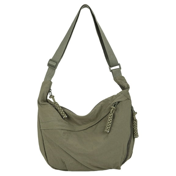 CARRFA Nylon Crescent Crossbody Bag for Women, Fashion Slouchy Sling Hobos Bag, Lightweight Spacious Dumpling Shoulder Handbag Cross Body Purses (Green)