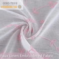 thumbnail image 4 of Haperlare 52" W x 63" L Semi Sheer Curtains Leaf Embroidered Grommet Voile Drapes for Living Room Bedroom Window Treatments, Pink, 2 Panels, 4 of 6