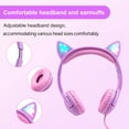 thumbnail image 3 of Olyre Cat Ear Kids Headphones Wired with Microphone,Safe 85db Volume Limited Children Headphones with RGB Dynamic Lighting and Share Function for Boys Girls for Kids Tablet Laptop Purple, 3 of 7