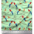 thumbnail image 1 of Soimoi Moss Georgette Fabric Branches,Leaves & Macaw Parrot Bird Printed Fabric 1 Yard 42 Inch Wide, 1 of 3