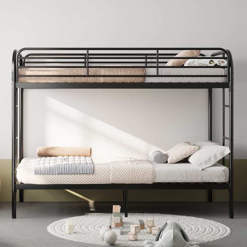 Twin Over Twin Metal Bunk Bed with Ladder, High Guardrails, Underbed Storage Space, Sturdy Iron Frame, Noise-Reduced Design
