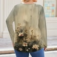 thumbnail image 3 of TQWQT Plus Size Tunic Tops for Women Women's Plus Size Tunic Tops V Neck Henley Womens Plus Tops Long Sleeve Floral Print Dressy Casual Tshirt 4x Womens Plus Size Clothes Gray L, 3 of 4