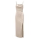 thumbnail image 1 of Vestido largo halter con espalda abierta y abertura en el muslo con cordón fruncido en la parte delantera para mujer, 1 of 6