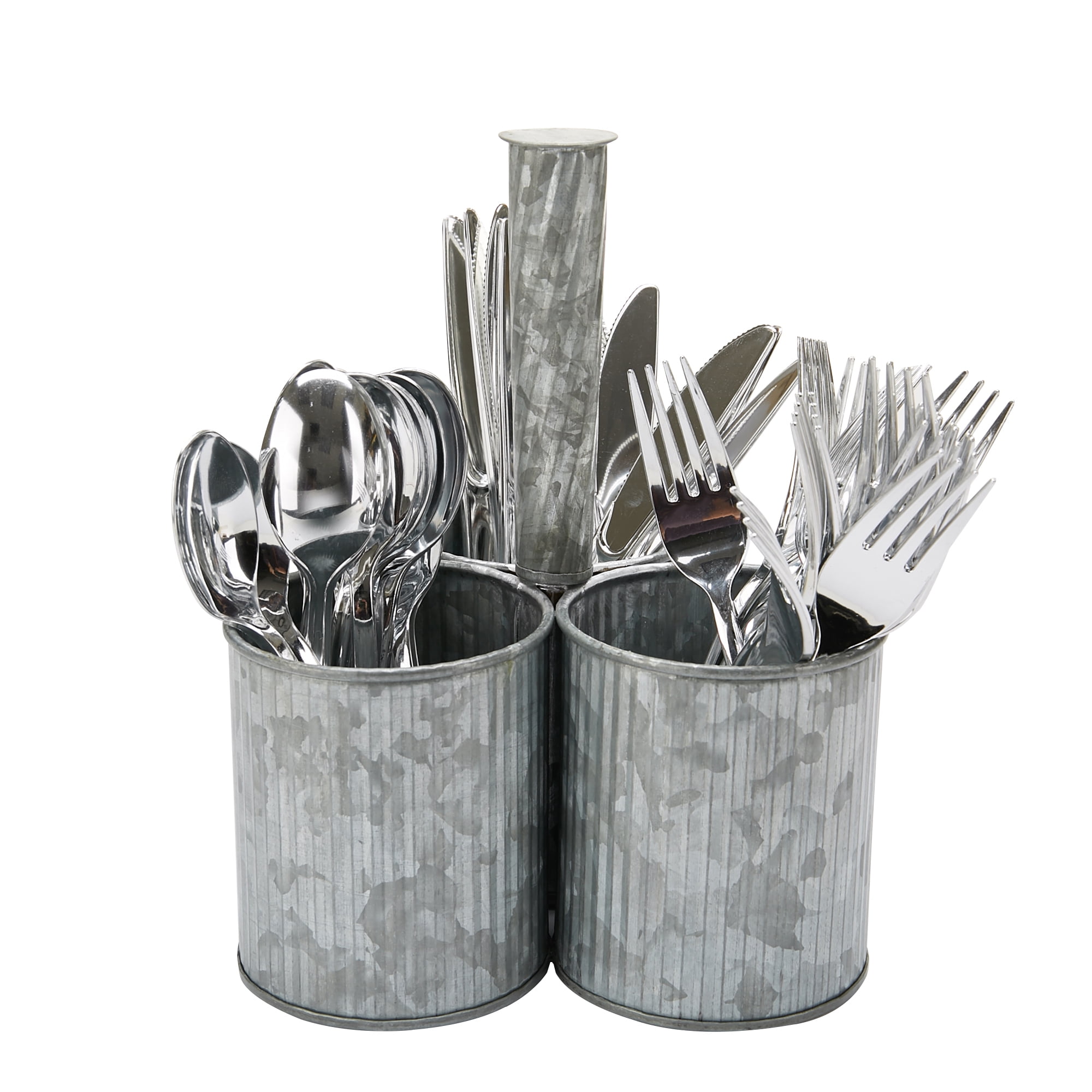 6 x Galvanised Metal Serving Buckets/Cutlery Caddies 
