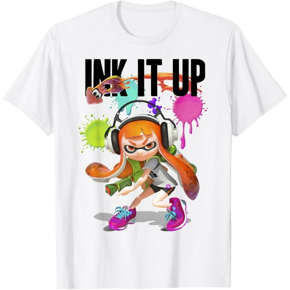 Splatoon T-shirt Splatoon Ink It Up Squid Inkling Splatter Poster T-Shirt