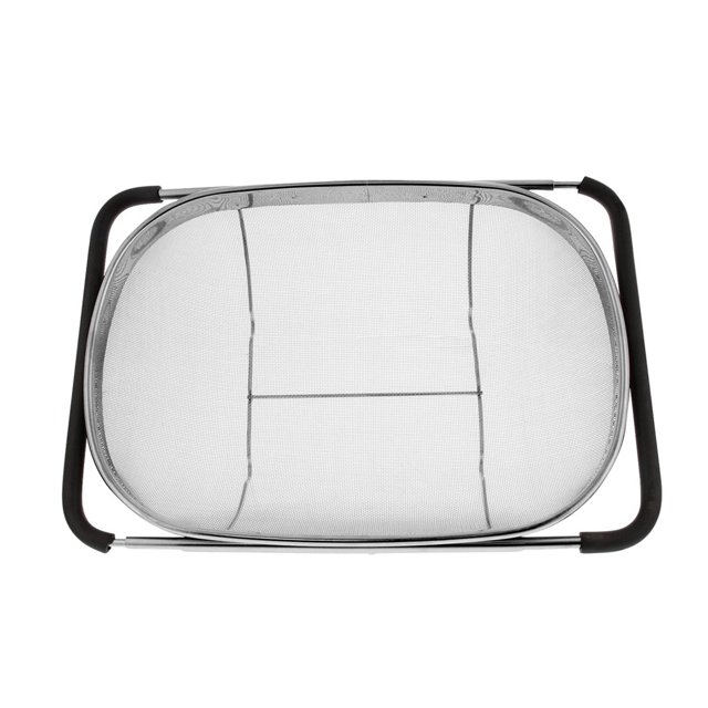 Maomm Expandable Retractable Drain Basket Rubber Grip Expandable Drain Rack Handles Stainless Steel Oval Colander Sink Vegetables Draining Rack