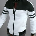 thumbnail image 3 of LoyisViDion Men'S Autumn Winter Zipper Sportswear Patchwork Jacket Long Sleeve Coat Black XL, 3 of 3