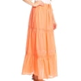 thumbnail image 3 of Sakkas Takara Maxi Broomstick Cascading Peasant Skirt with Elastic Waist - Orange - OS, 3 of 5