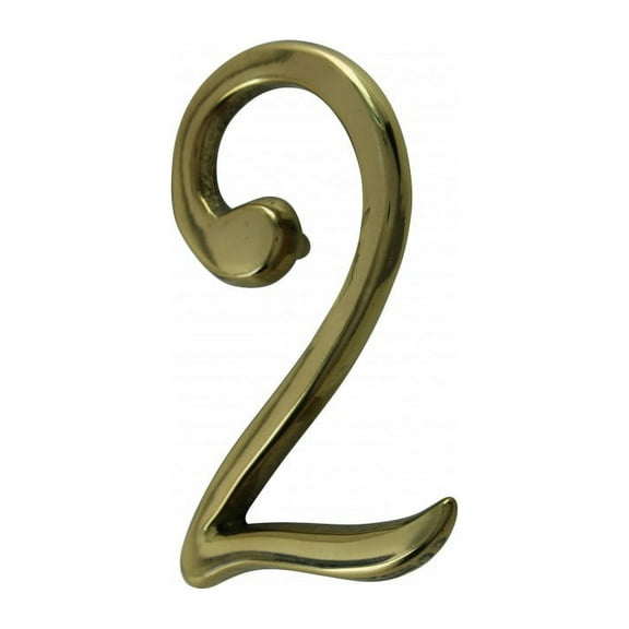 Number 2 Solid Brass 3" House Address #2 Pin Mount Door Number Renovators Supply