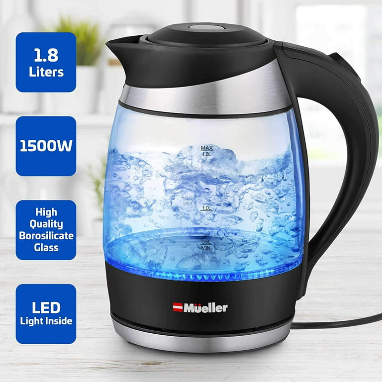 1500W Electric Kettle SpeedBoil Tech, 2 Liter Cordless with LED