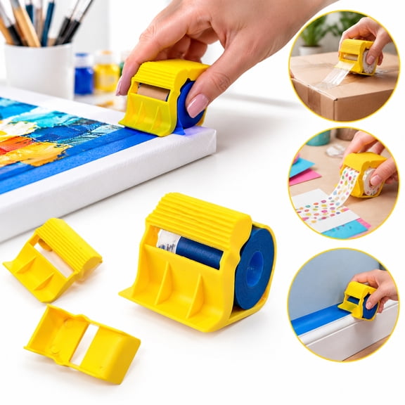 3-Pack Mini Tape Dispenser with Cover, Tape Cutter for Painters, Crafters, and Artists