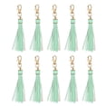 thumbnail image 1 of 10pcs Borlas de Cuero PU, Charm de Borla de 6" con Gancho Giratorio para Hacer Joyería (Verde Claro), 1 of 6