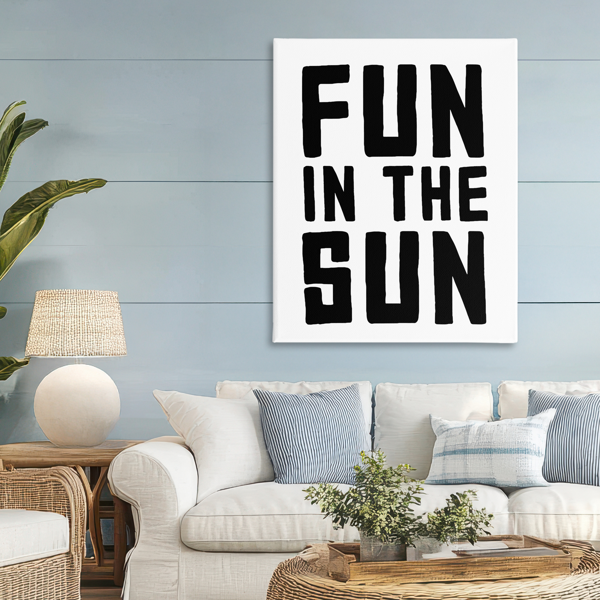 Fun In Sun Simple Sentiment Canvas Wall Art, design by Lettered and Lined