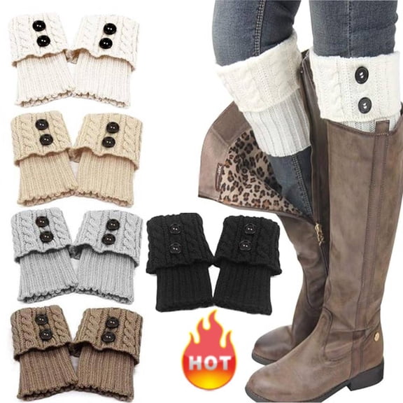 5 Pairs Women's Boot Cuffs Boot Socks Winter Warm Crochet Knitted Boot Cuffs Topper Socks Short Leg Warmers Gifts
