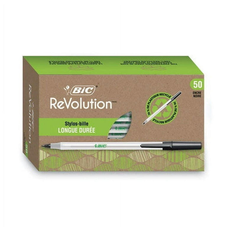 Ecolutions Round Stic Ballpoint Pen Value Pack, Stick, Medium 1 mm, Black Ink, Clear Barrel, 50/Pack Ecolutions Round Stic Ballpoint Pen Value Pack, Stick, Medium 1 mm, Black Ink, Clear Barrel, 50/Pack