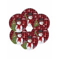 thumbnail image 7 of 13 Inch Round Placemats Set of 6, Red Snowman Christmas Non Slip Heat Insulation PP Table Mats, Xams Tree Snowflake Gifts Winter Plaid Washable Place Mats for Kitchen Dining Party Table Decor, 7 of 7
