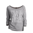 thumbnail image 1 of Thread Tank Peace Love And Rock n Roll Women's Slouchy 3/4 Sleeves Raglan Sweatshirt Sport Grey Small, 1 of 3