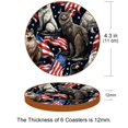 thumbnail image 3 of American Flag Set of 6 Round Microfiber Leather Coasters, 11x11 cm/4.3x4.3 in, Stylish Drink Coasters for Home and Office, and Easy to Clean, 3 of 6