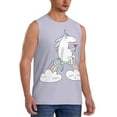 thumbnail image 2 of Bingfone Unicorn and Wine Pattern Men's Tank Tops Workout Sleeveless Tee Shirts Running Beach Tanks for Men-Large, 2 of 8