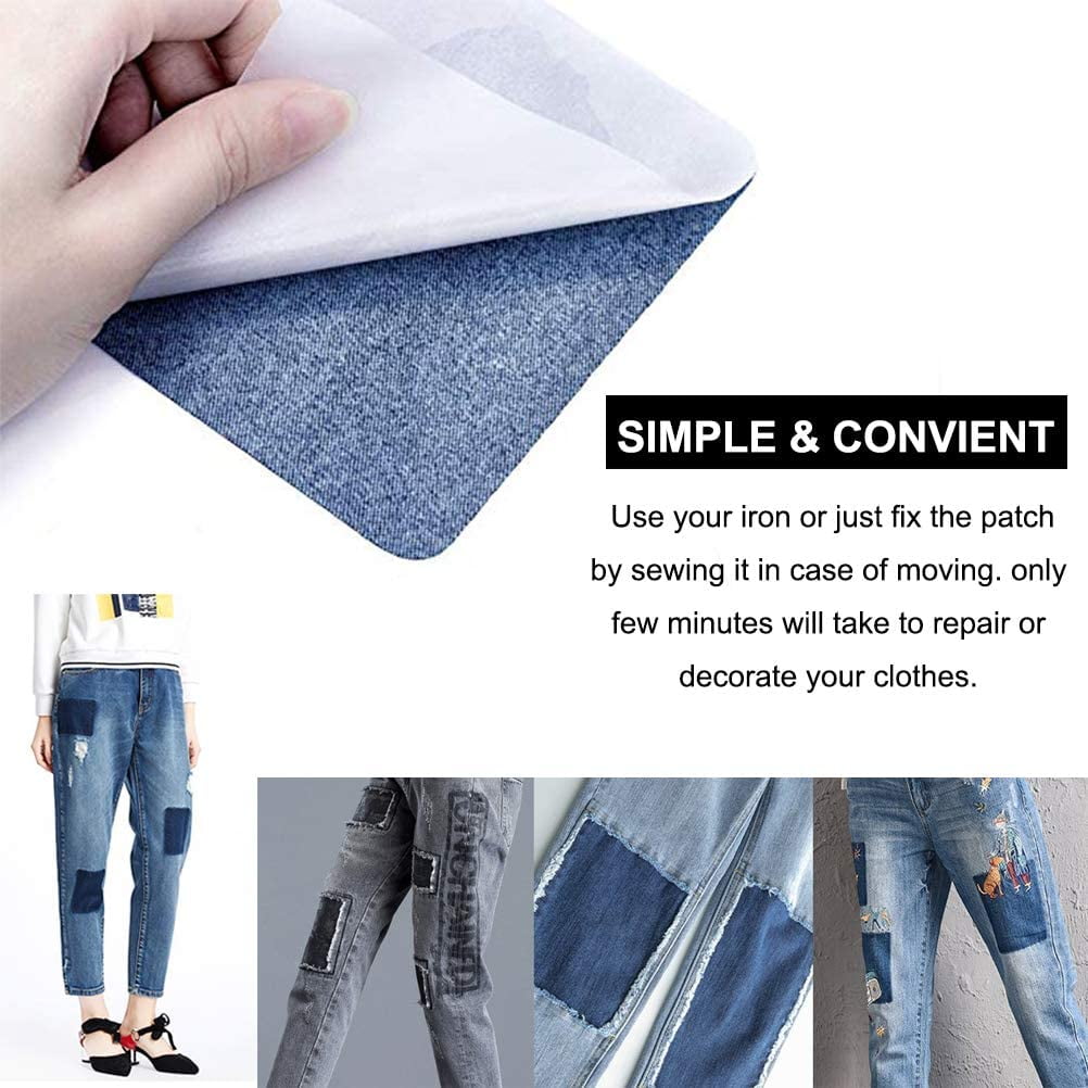 Lot De 8 Patchs Thermocollants étoiles Bleu Denim - Pour Réparer Et Décorer Jeans, Vestes, T-shirts - Application Fer à Repasser - 4