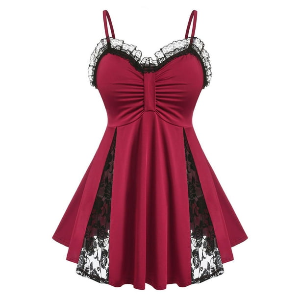 Juego de Babydoll y Camiseta de Encaje Insertado con Talla Grande Rosegal Picardias de talla grande Bodega Aurrera en linea