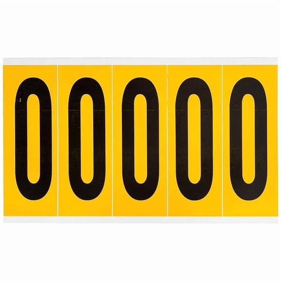 Brady Number Label, 0, 5in.Hx1-3/4in.W, Vinyl 1560-0