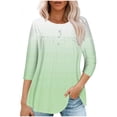 thumbnail image 1 of RXIRUCGD T-shirt Imprimé Décontracté d'Été pour Femmes Manches Trois-Quarts Col Rond Froncé Blouse, Vert Menthe, Taille : m, 1 of 4