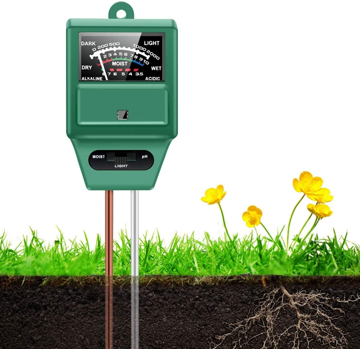 3 in1 Soil PH Tester Water Moisture Light Test Meter Kit For Garden Plant 