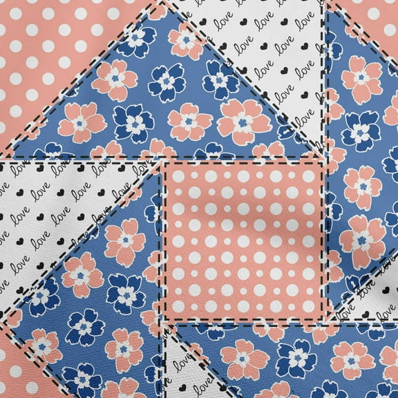 oneOone Polyester Spandex Peach Fabric Asian Floral Mix Patch Sewing Material Print Fabric By The Yard 56 Inch Wide