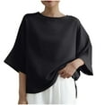 thumbnail image 5 of Women's Short Sleeve V Neck T-Shirt Tops Blouses Tees Loose Fit Casual Daily Wear Vacation Loungewear Fashion Essential Gift for Women | CSEONE,Black Free Size, 5 of 9
