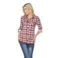 thumbnail image 2 of White Mark Chemise Classique à Carreaux Manches 3/4 pour Femmes, 2 of 5