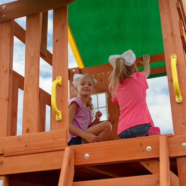 Backyard Discovery Oakmont Cedar Wooden Swing Set with 4 foot dek height. Walmart