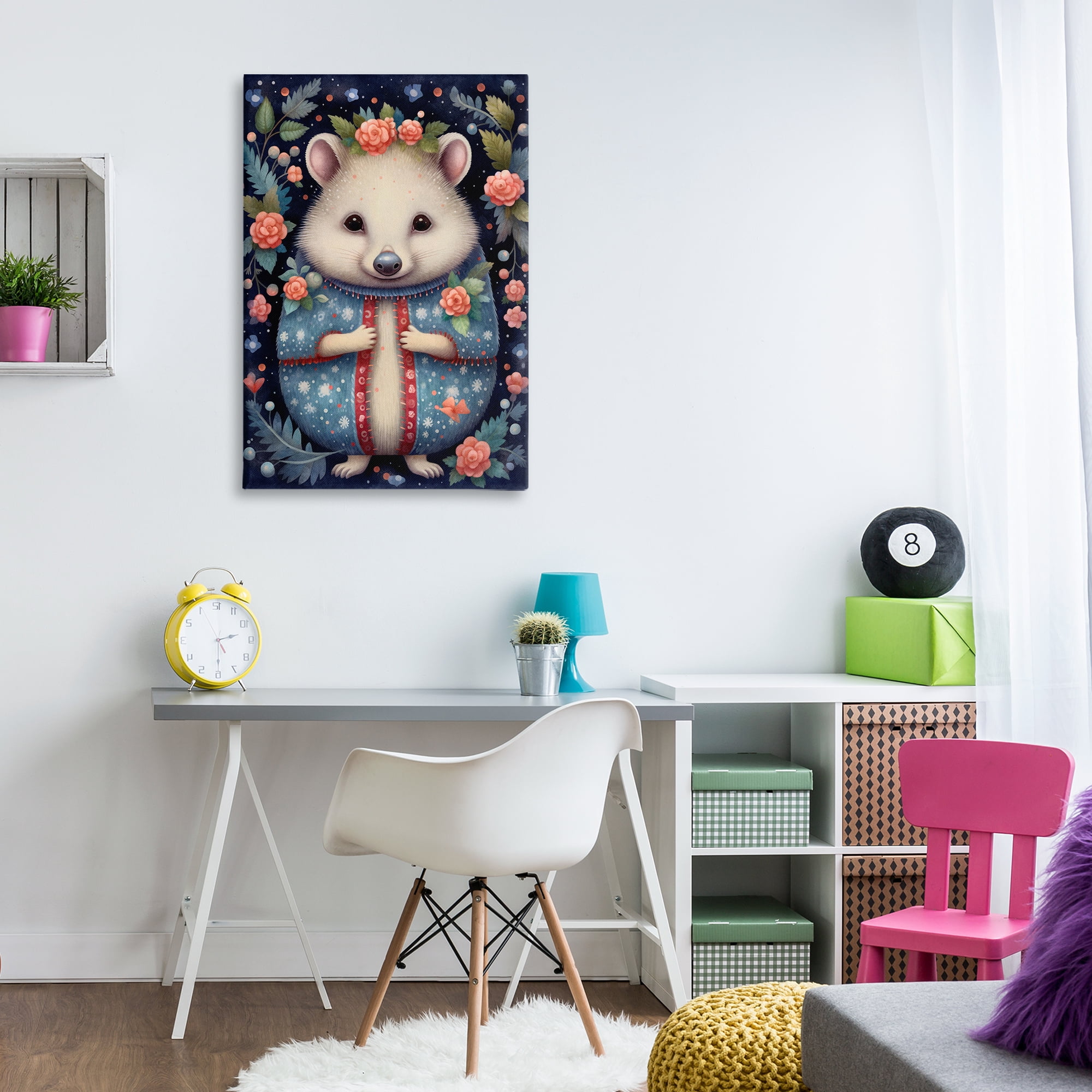 Stupell Industries Woodland Pattern Hedgehog Animals & Insects Painting Gallery Wrapped Canvas Art Print Wall Art, 24 x 36