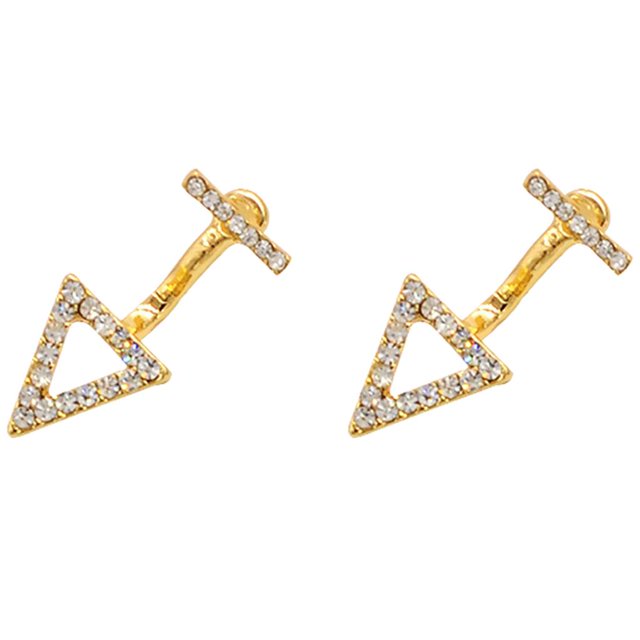 Pendientes colgantes Zulema de cristal de imitación triángulo dorado
