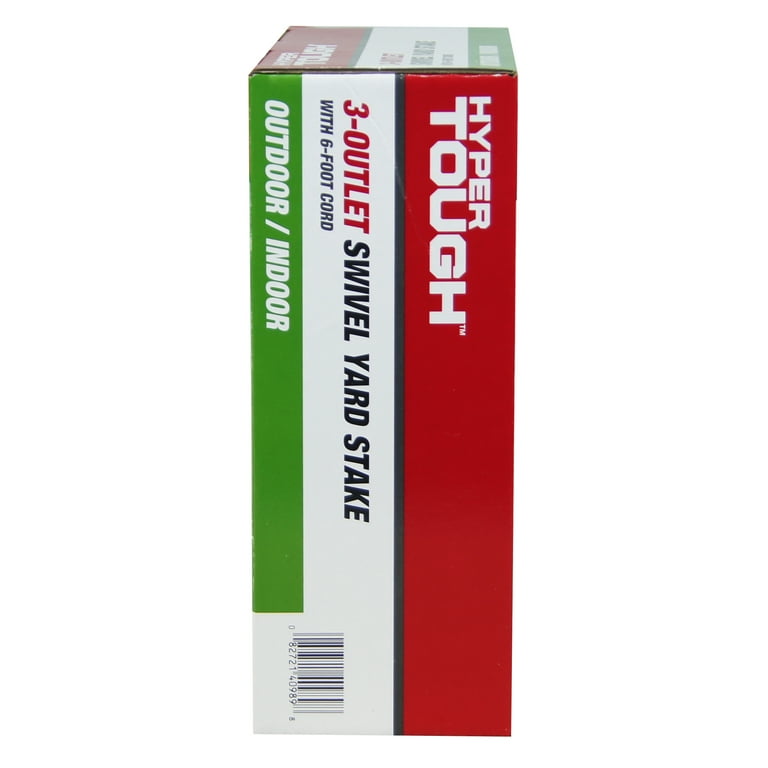 Hyper Tough Outdoor 3-Outlet Power Stake with Outlet Swivel Function, Green