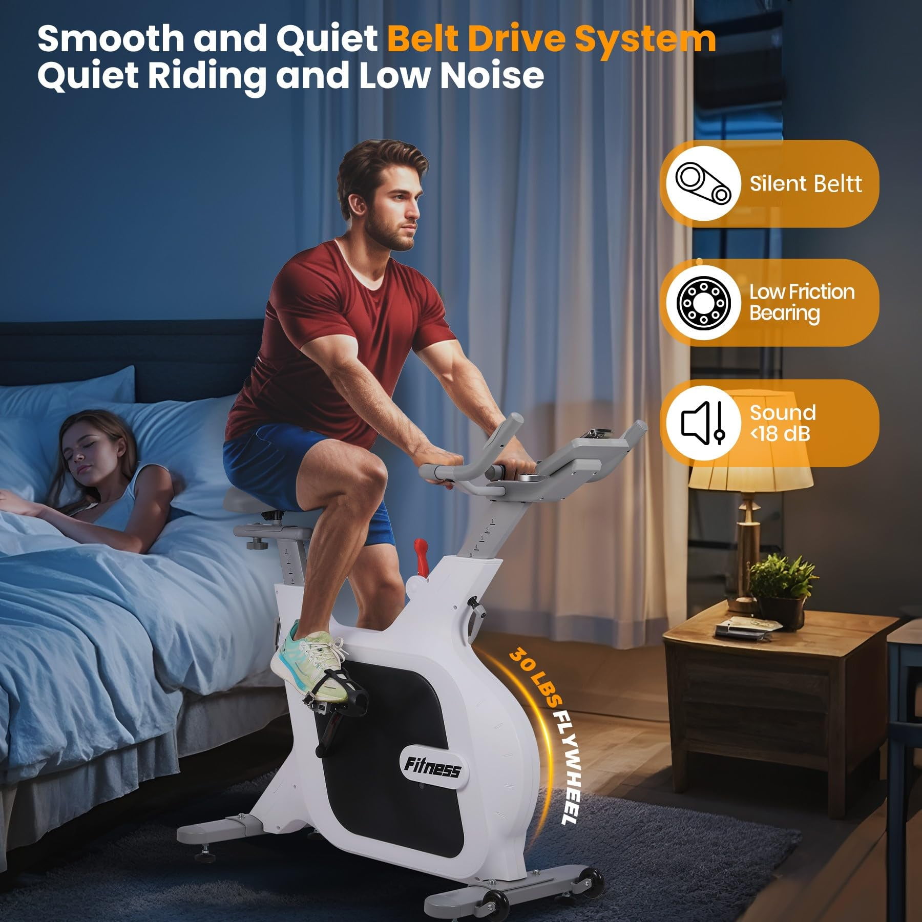 TROPOW Exercise Bikes for Home Use,with 32-Level Quiet Magnetic Resistance, Magnetic Stationary Bike with LED Display for 7 Types of Data,Including Pulse, Calories,and Distance Etc,White