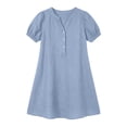 thumbnail image 5 of Lenago Summer Dresses Women Fashion Casual V-Neck Linen Pockets Dress Solid Short Sleeve Dress Light Blue Xxl, 5 of 5