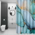 thumbnail image 4 of Marble Texture Shower Curtain for Bathroom Decor, Teal Blue Gold Gradient Crack Modern Waterproof Fabric Shower Curtain, 66"x72" Set with 12 Hooks, 4 of 9