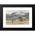 thumbnail image 2 of Martinus Rørbye 18x13 Black Modern Framed Museum Art Print Titled - Mountain Landscape with Hut and Wandering (1831 - 1832), 2 of 5
