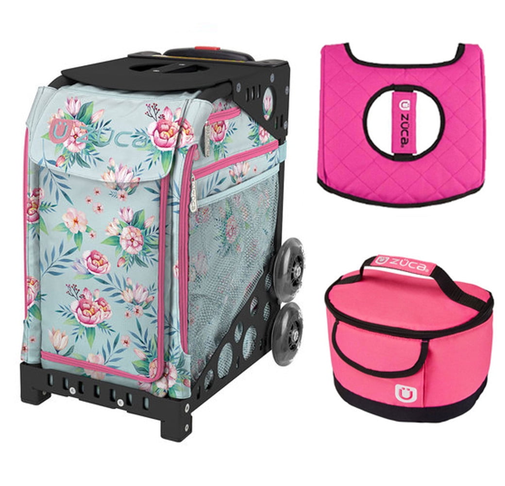 Black Frame Blooms with Gift Hot Pink/Black Seat Cover and Pink Lunchbox Zuca Sport Bag 