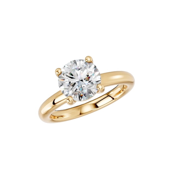 KEEVA JEWELS Round Shape 2.00 Carat Solitaire Moissanite Engagement Ring for Women, Made in Yellow Gold Plated Silver Size 6.5