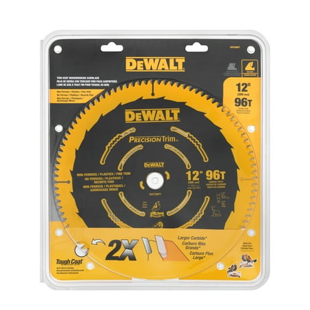 UPC: 0028877568812 | DEWALT DW7296PT Precision Trim 12-Inch 96 Tooth ATB Crosscutting Saw Blade with 1-Inch Arbor
