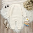 thumbnail image 4 of Onesies Boy Animals Knit Romper Sweater Long Sleeve Button Down Jumpsuit Baby Onsies Beige 0 Months-3 Months, 4 of 7