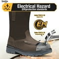 thumbnail image 2 of SMILIN Puncture Proof Wellington Work Boots Shoes for Men，Dark Brown，Size 10.5, 2 of 9