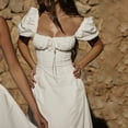 thumbnail image 3 of Vestidos Largos De Verano Nueva moda para mujer, cuello cuadrado, ajustado, sin espalda, vestido largo blanco, manga abullonada, vestido de verano, falda francesa Cgtredaw para Mujer Blanco T 18, 3 of 9