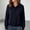 Navy, variant on Fengqque Women’s Full Zip Ribbed Knit Polo Collar Cardigan Jackets Fall Casual Raglan Long Sleeve Loose Fit Solid Color Zip Up Sweater Outerwear Tops White Free Size