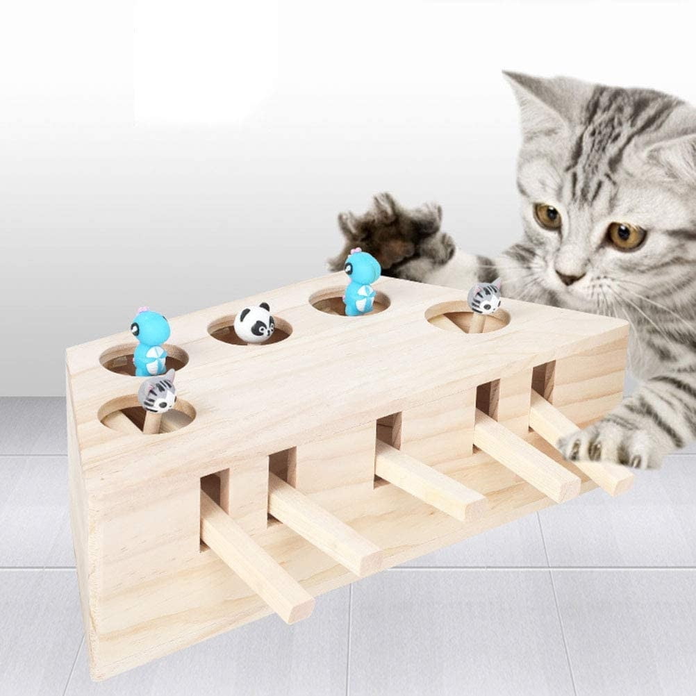 Interactive Cat Toy with Automatic Pop-Up Mole Design for Scratching & Play – Self-Entertainment Kitten Activity Board for Indoor Use, 12×8×4 Inches
