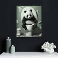 thumbnail image 4 of JEUXUS Farmhouse Funny Bathroom Panda Wall Art Black and White Rustic Country Bathroom Panda on Toilet Pictures Wall Decor Farmhouse Bathroom Sign Canvas Prints Painting Modern Home Framed, 4 of 4