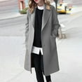 thumbnail image 4 of Niaviben Wool Winter Coats for Women Lapel Coat Longline Coat Winter Jackets for Women's Winter Coat Women's Jackets Coats for Women Gray L, 4 of 6